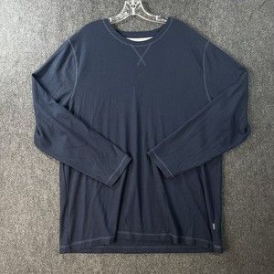 Eddie Bauer Shirt Men’s 2XL Navy Blue Lounge Thermal Waffle Knit Soft